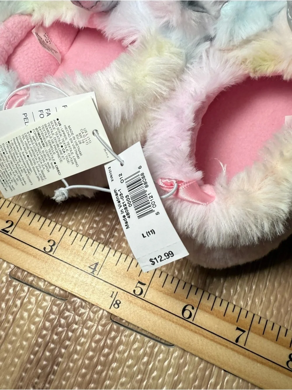 Old Navy Toddler Unicorn Slippers Fuzzy Plush Pink Size L (11)New